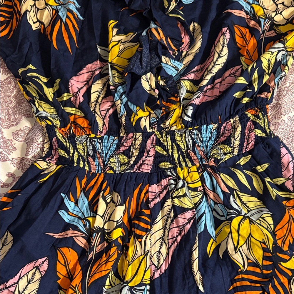 GCG Women's Tropical Print Navy Romper - Picture 4 of 5